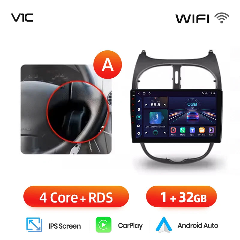 Junsun Android sans fil CarPlay Auto autoradio pour Peugeot 206 206CC 206SW 2001-2008 systèmes intelligents de voiture DSP SWC RDS GPS FM MyCarPlay