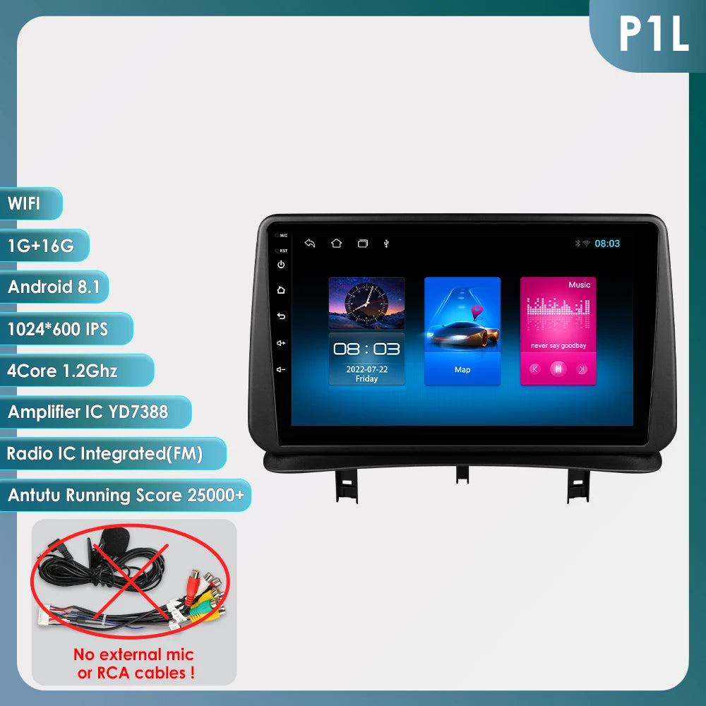 Hizpo Car Radio Autoradio for Renault Clio 3 2005 2006 2007-2014 Multimedia Player Wireless CarPlay Android Auto Stereo GPS 4G MyCarPlay