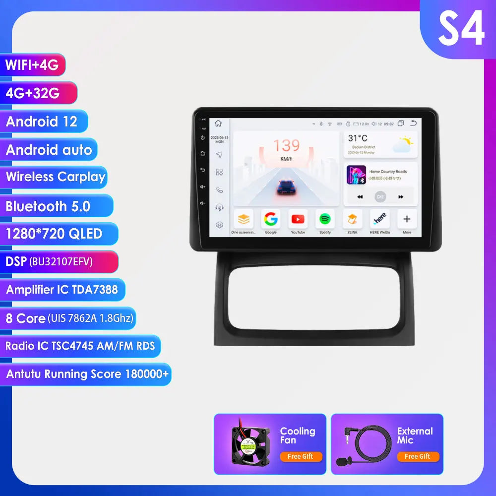 Hizpo-Autoradio Android, Navigation GPS, CarPlay, Stéréo, Unité principale, RDS, 4G, Limitation de l'autoradio, 2 Din, Renault Clio 2, 2000 - 2012 MyCarPlay