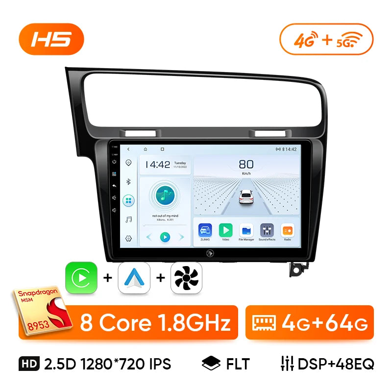 Ainavi autoradio pour Volkswagen VW Golf 7 MK7 GTI 2012 2013 -2020 sans fil Carplay Android Auto multimédia GPS 2 Din autoradio MyCarPlay