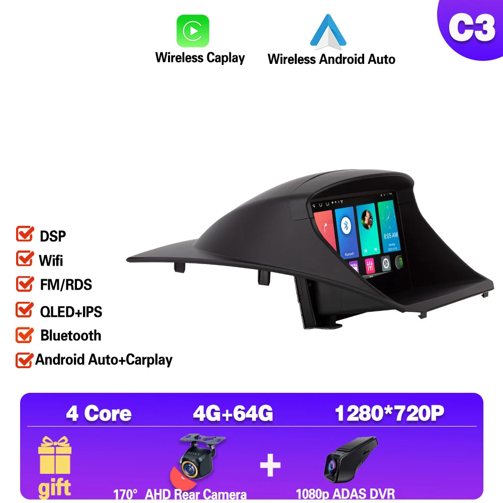 Android 14 pour Ford Fiesta 2009 - 2017 autoradio multimédia lecteur vidéo Navigation GPS sans fil Carplay WIFI 4G NO 2din dsp bt MyCarPlay