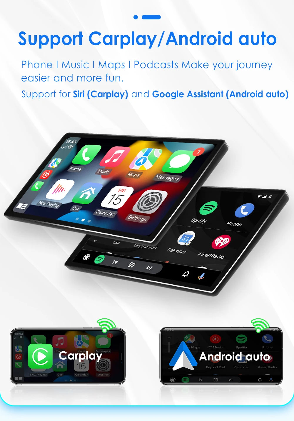 Hizpo-Autoradio Android, Navigation GPS, CarPlay, Stéréo, Unité principale, RDS, 4G, Limitation de l'autoradio, 2 Din, Renault Clio 2, 2000 - 2012 MyCarPlay