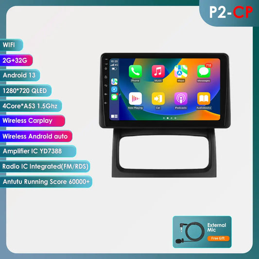 Hizpo-Autoradio Android, Navigation GPS, CarPlay, Stéréo, Unité principale, RDS, 4G, Limitation de l'autoradio, 2 Din, Renault Clio 2, 2000 - 2012 MyCarPlay