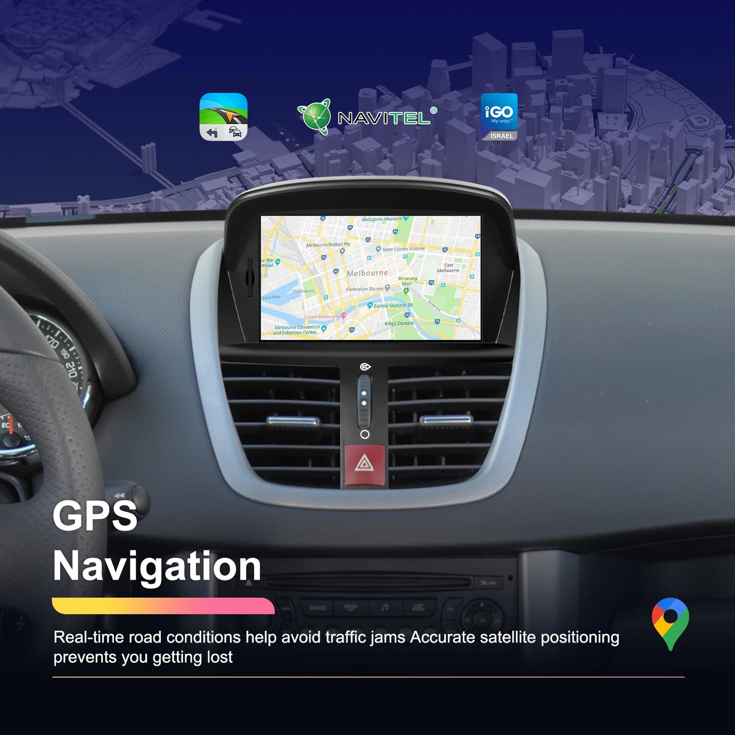 Hikity-Autoradio Android 2Din avec Écran Tactile de 7 Pouces, Navigation GPS, Récepteur FM RDS, Bluetooth, pour Voiture KIT 207 (2008-2014) MyCarPlay