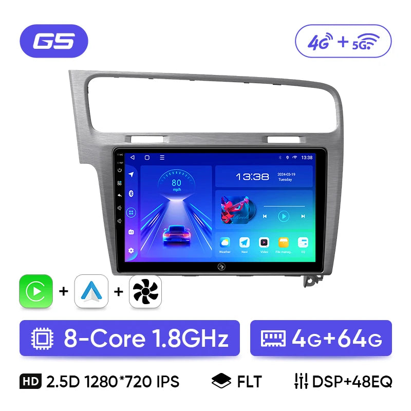 Ainavi autoradio pour Volkswagen VW Golf 7 MK7 GTI 2012 2013 -2020 sans fil Carplay Android Auto multimédia GPS 2 Din autoradio MyCarPlay