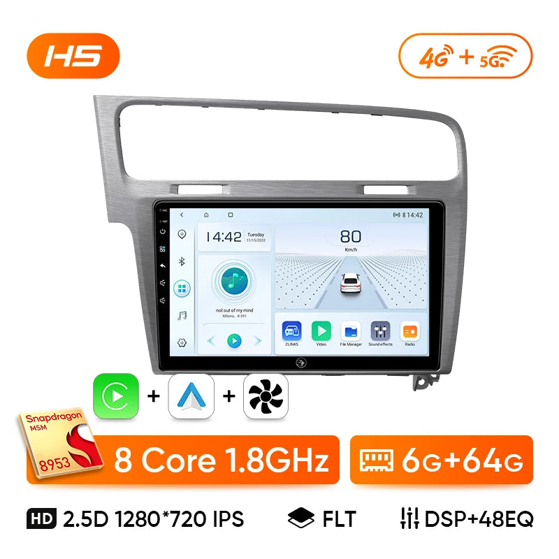 Ainavi autoradio pour Volkswagen VW Golf 7 MK7 GTI 2012 2013 -2020 sans fil Carplay Android Auto multimédia GPS 2 Din autoradio MyCarPlay