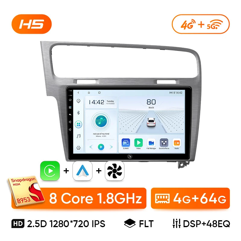 Ainavi autoradio pour Volkswagen VW Golf 7 MK7 GTI 2012 2013 -2020 sans fil Carplay Android Auto multimédia GPS 2 Din autoradio MyCarPlay