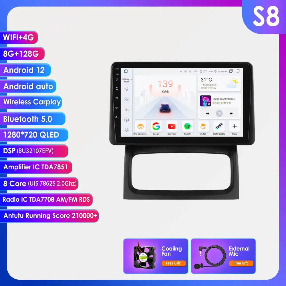 Hizpo-Autoradio Android, Navigation GPS, CarPlay, Stéréo, Unité principale, RDS, 4G, Limitation de l'autoradio, 2 Din, Renault Clio 2, 2000 - 2012 MyCarPlay