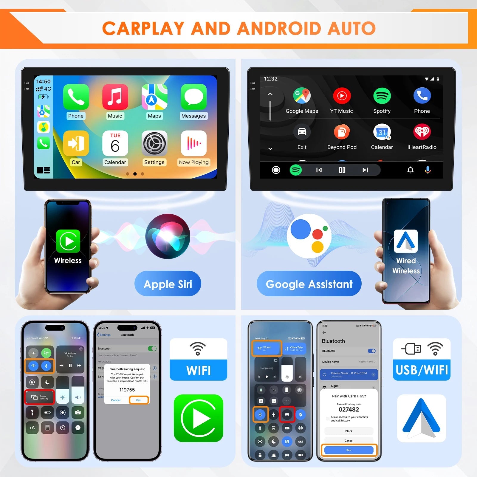 Hizpo Car Radio Autoradio for Renault Clio 3 2005 2006 2007-2014 Multimedia Player Wireless CarPlay Android Auto Stereo GPS 4G MyCarPlay