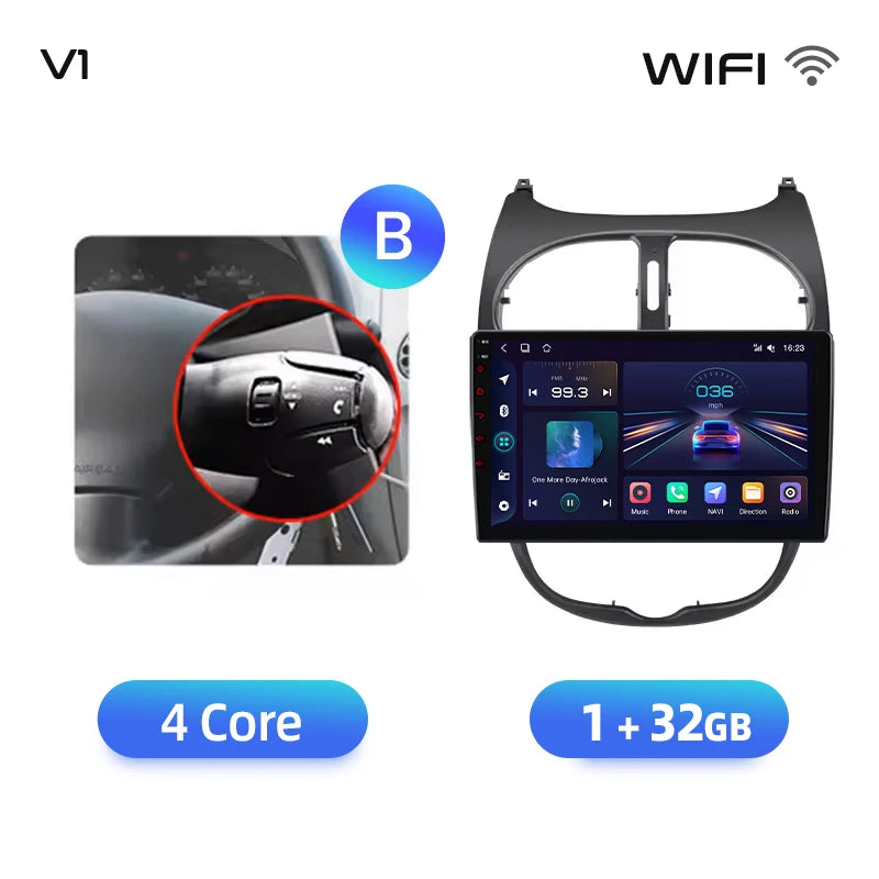 Junsun Android sans fil CarPlay Auto autoradio pour Peugeot 206 206CC 206SW 2001-2008 systèmes intelligents de voiture DSP SWC RDS GPS FM MyCarPlay