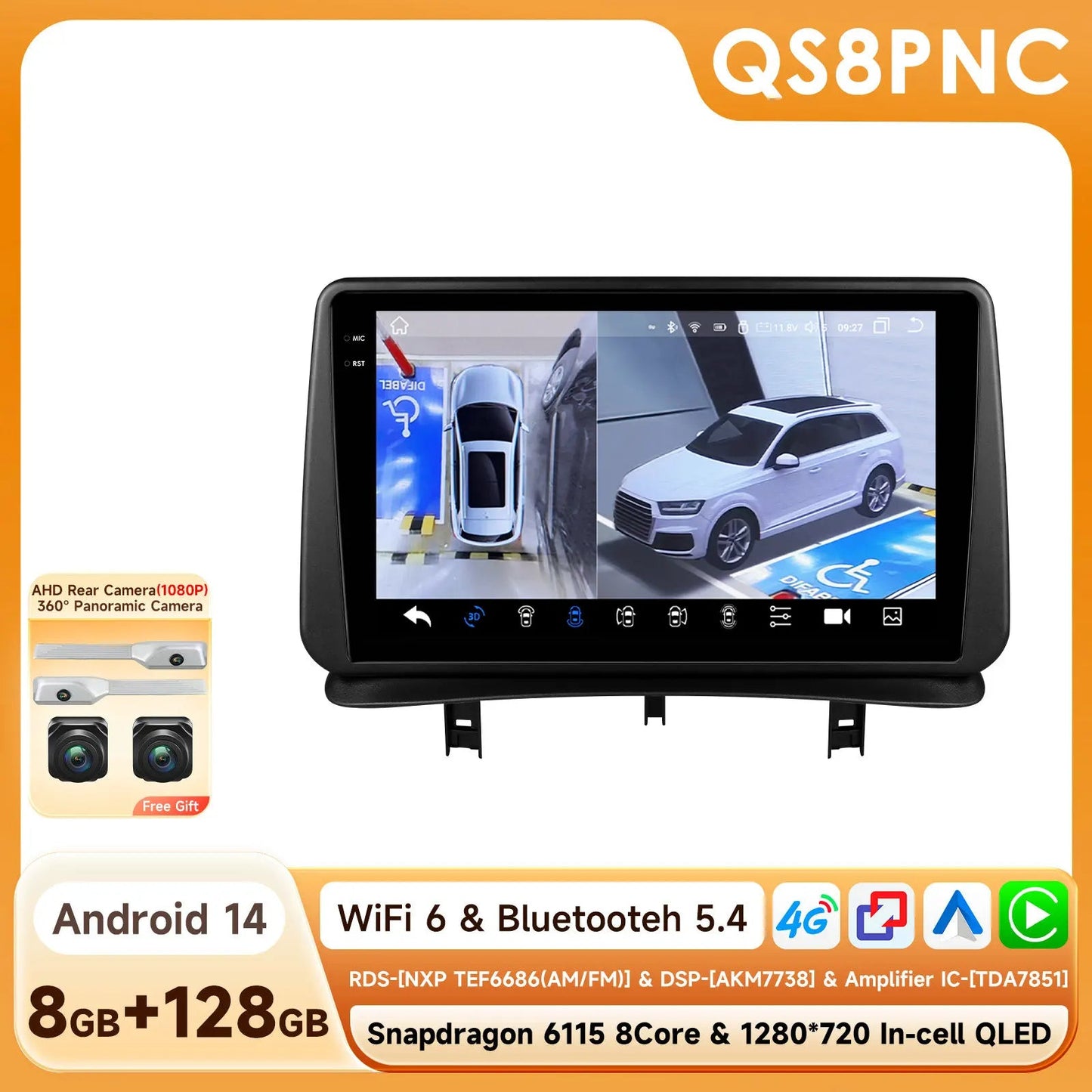 Hizpo Car Radio Autoradio for Renault Clio 3 2005 2006 2007-2014 Multimedia Player Wireless CarPlay Android Auto Stereo GPS 4G MyCarPlay