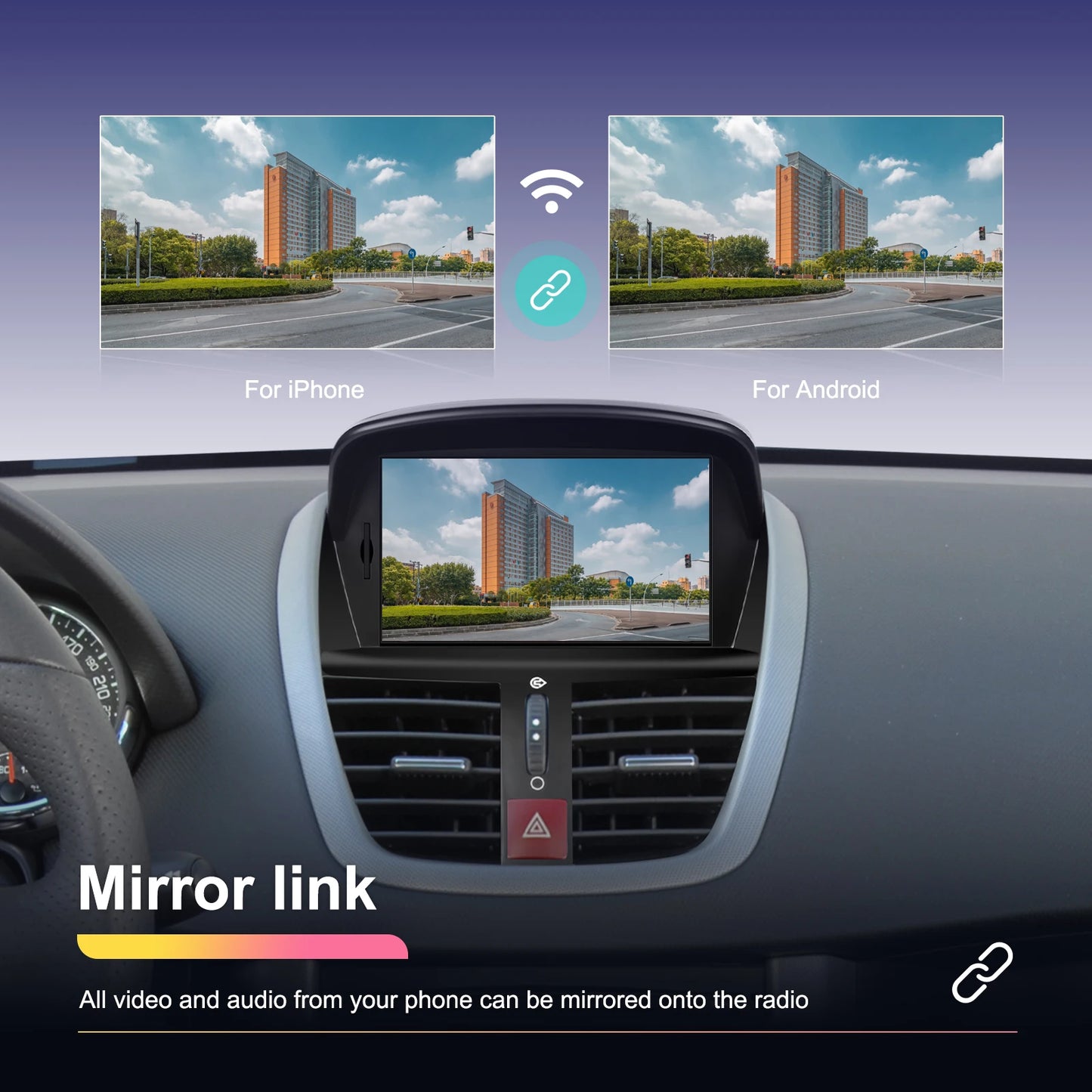 Hikity-Autoradio Android 2Din avec Écran Tactile de 7 Pouces, Navigation GPS, Récepteur FM RDS, Bluetooth, pour Voiture KIT 207 (2008-2014) MyCarPlay