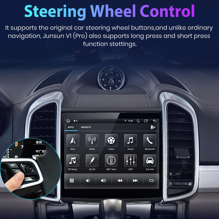 Junsun-Autoradio Android sans fil avec écran tactile, CarPlay, 8 cœurs, 4G, WiFi, GPS, autoradio pour Porsche, Broderie, 12.3 '', 2011-2016 MyCarPlay