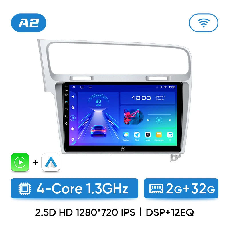 Ainavi autoradio pour Volkswagen VW Golf 7 MK7 GTI 2012 2013 -2020 sans fil Carplay Android Auto multimédia GPS 2 Din autoradio MyCarPlay