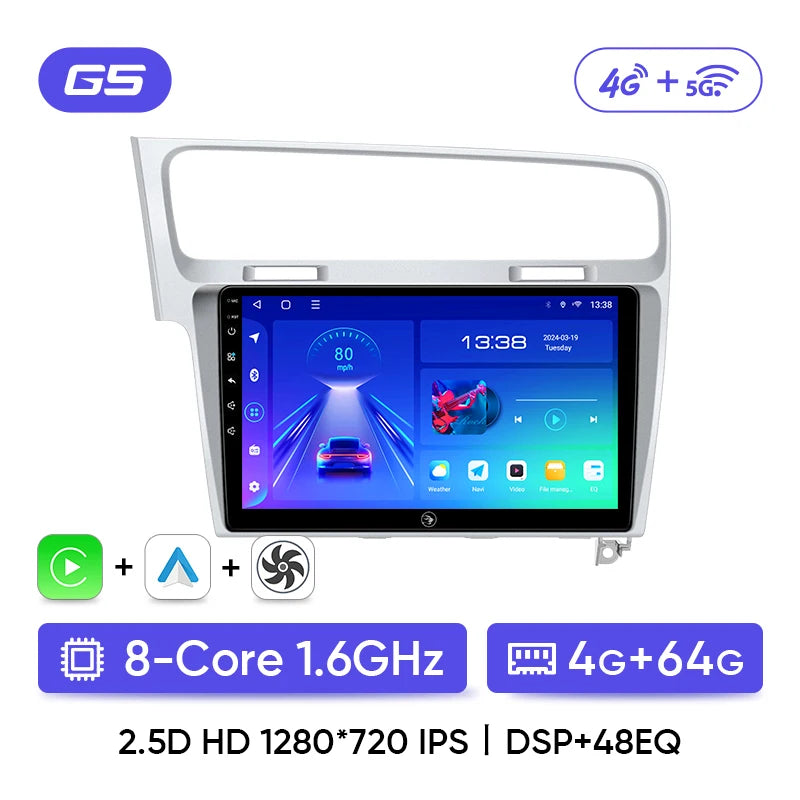 Ainavi autoradio pour Volkswagen VW Golf 7 MK7 GTI 2012 2013 -2020 sans fil Carplay Android Auto multimédia GPS 2 Din autoradio MyCarPlay