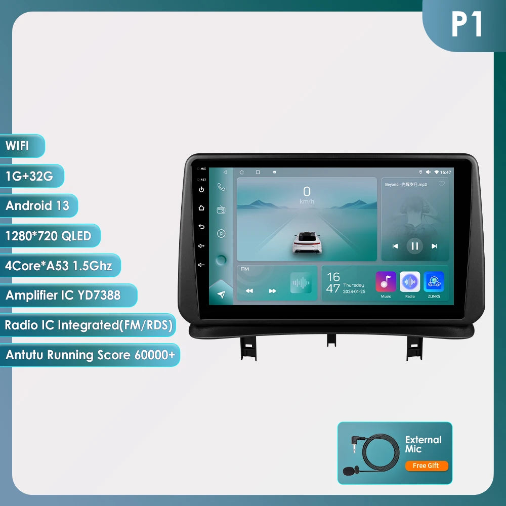 Hizpo Car Radio Autoradio for Renault Clio 3 2005 2006 2007-2014 Multimedia Player Wireless CarPlay Android Auto Stereo GPS 4G MyCarPlay