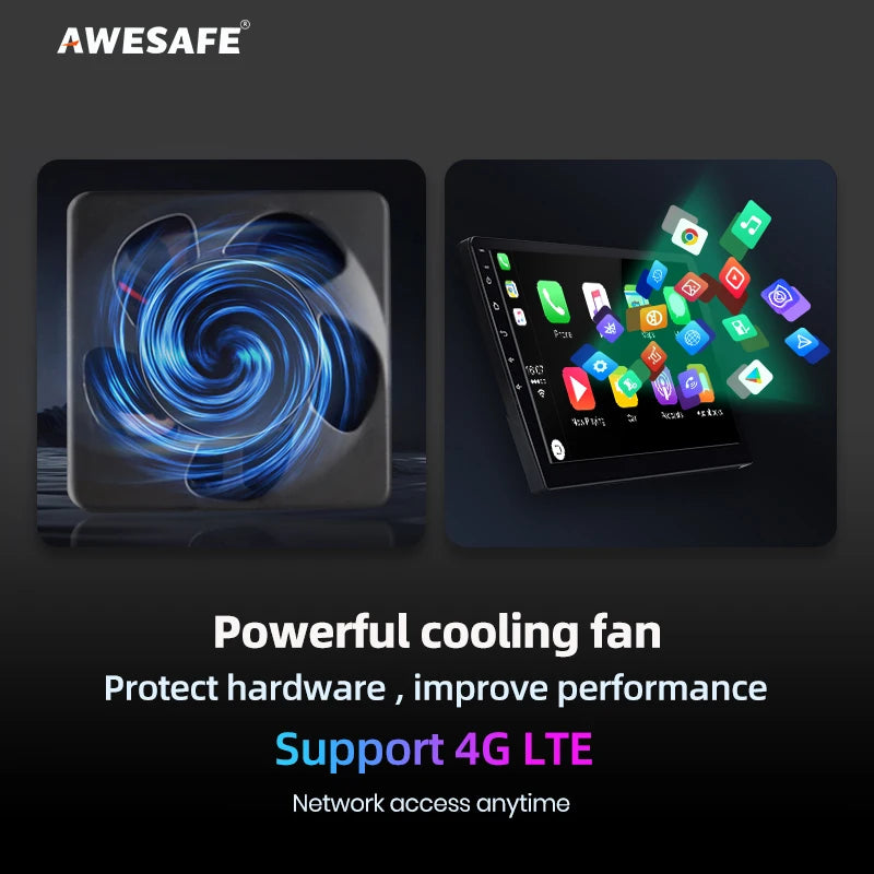 AWESAFE-Autoradio CarPlay sans fil pour Apple, Android 13, taxable 500, Abarth 2007, 2008, 2009-2015, écran de limitation, stéréo, GPS MyCarPlay