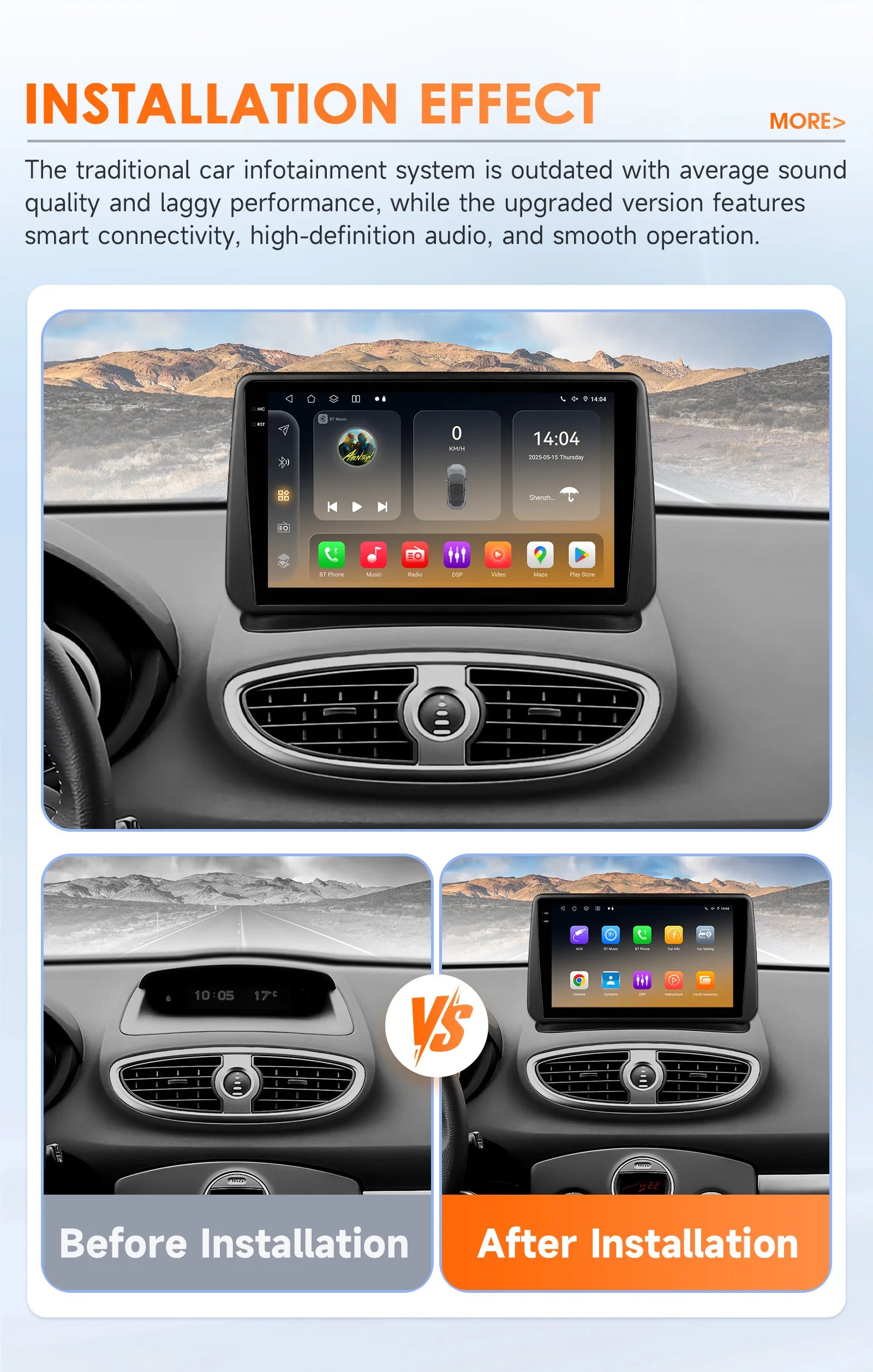 Hizpo Car Radio Autoradio for Renault Clio 3 2005 2006 2007-2014 Multimedia Player Wireless CarPlay Android Auto Stereo GPS 4G MyCarPlay