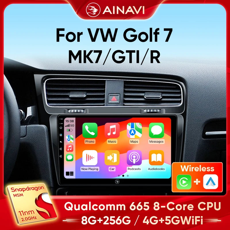 Ainavi autoradio pour Volkswagen VW Golf 7 MK7 GTI 2012 2013 -2020 sans fil Carplay Android Auto multimédia GPS 2 Din autoradio MyCarPlay