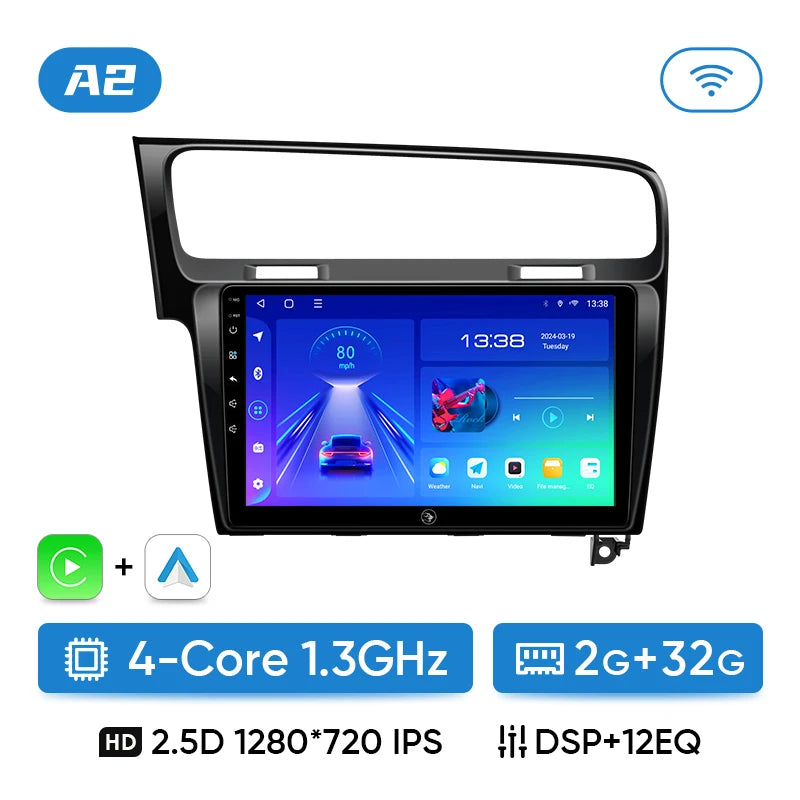 Ainavi autoradio pour Volkswagen VW Golf 7 MK7 GTI 2012 2013 -2020 sans fil Carplay Android Auto multimédia GPS 2 Din autoradio MyCarPlay