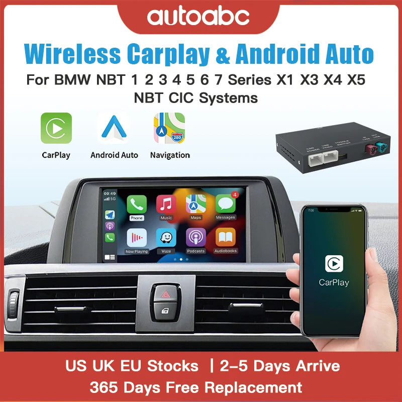 Wireless CarPlay for BMW NBT System 1 2 3 4 5 6 7 Series X1 X3 X4 X5 X6 MINI F56 F15 F16 F25 F26 F48 F01 F10 F22 F20 F30 F32 ，Prend en charge les caméras OEM et après-vente, Airplay et la mise en miroir MyCarPlay