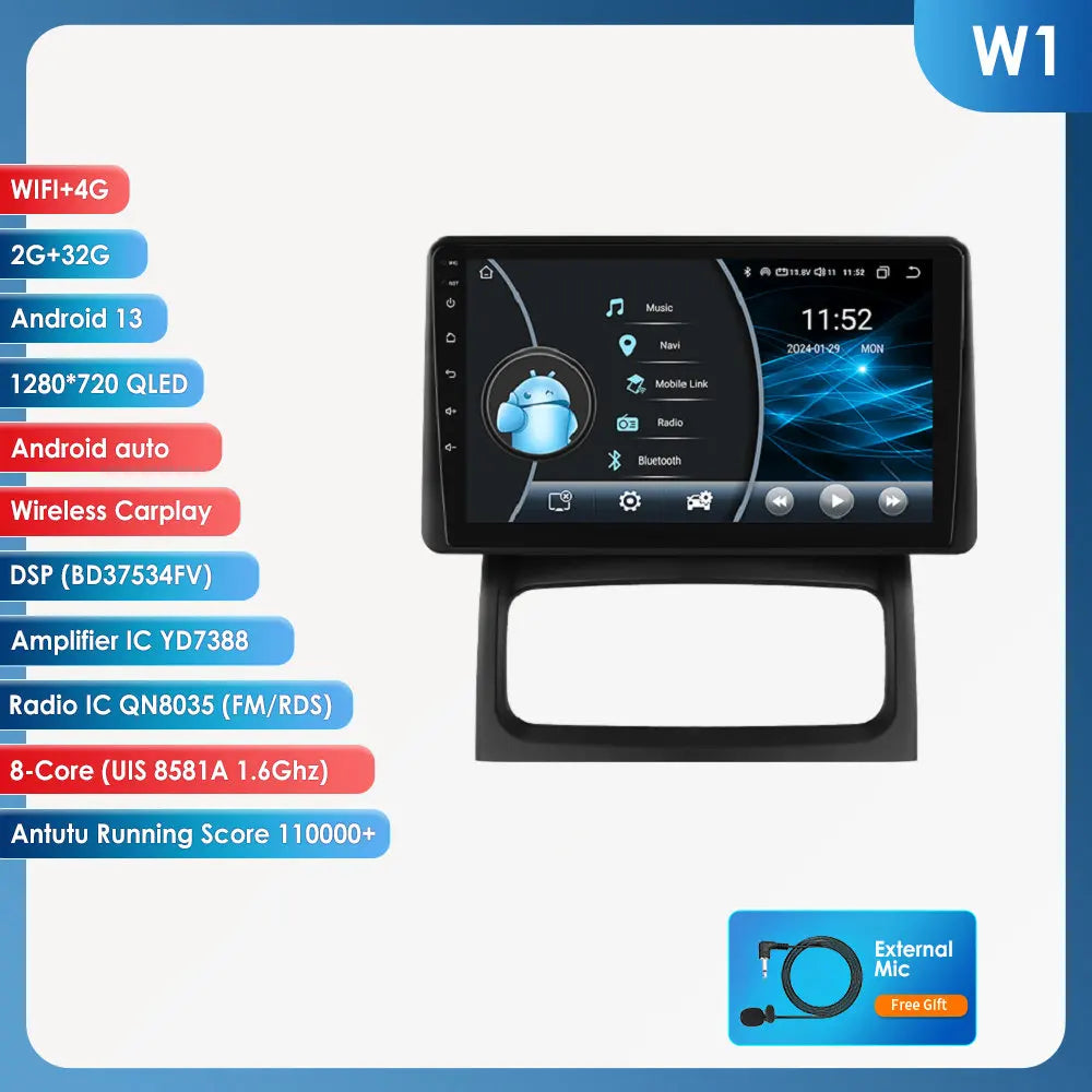 Hizpo-Autoradio Android, Navigation GPS, CarPlay, Stéréo, Unité principale, RDS, 4G, Limitation de l'autoradio, 2 Din, Renault Clio 2, 2000 - 2012 MyCarPlay