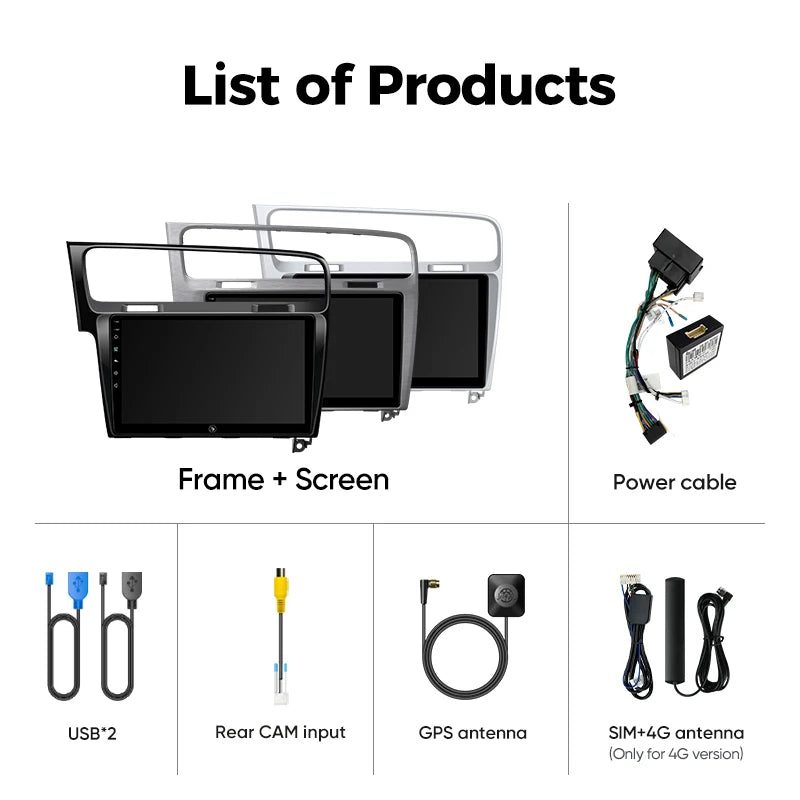 Ainavi autoradio pour Volkswagen VW Golf 7 MK7 GTI 2012 2013 -2020 sans fil Carplay Android Auto multimédia GPS 2 Din autoradio MyCarPlay