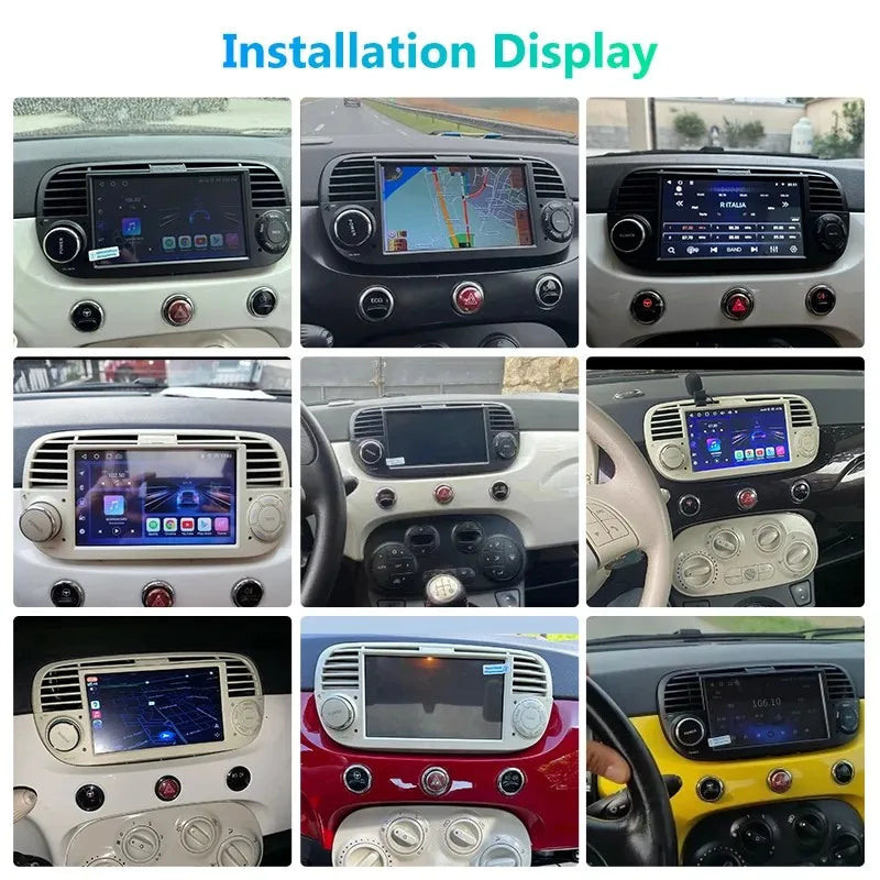 AWESAFE-Autoradio CarPlay sans fil pour Apple, Android 13, taxable 500, Abarth 2007, 2008, 2009-2015, écran de limitation, stéréo, GPS MyCarPlay