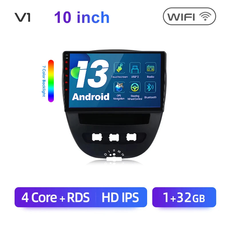 Junsun-Autoradio sans fil Android 14, CarPlay pour Apple Auto, Stéréo pour KIT 107, Toyota Aygo, Cristaux en GPS, Limitation de l'écran tactile MyCarPlay