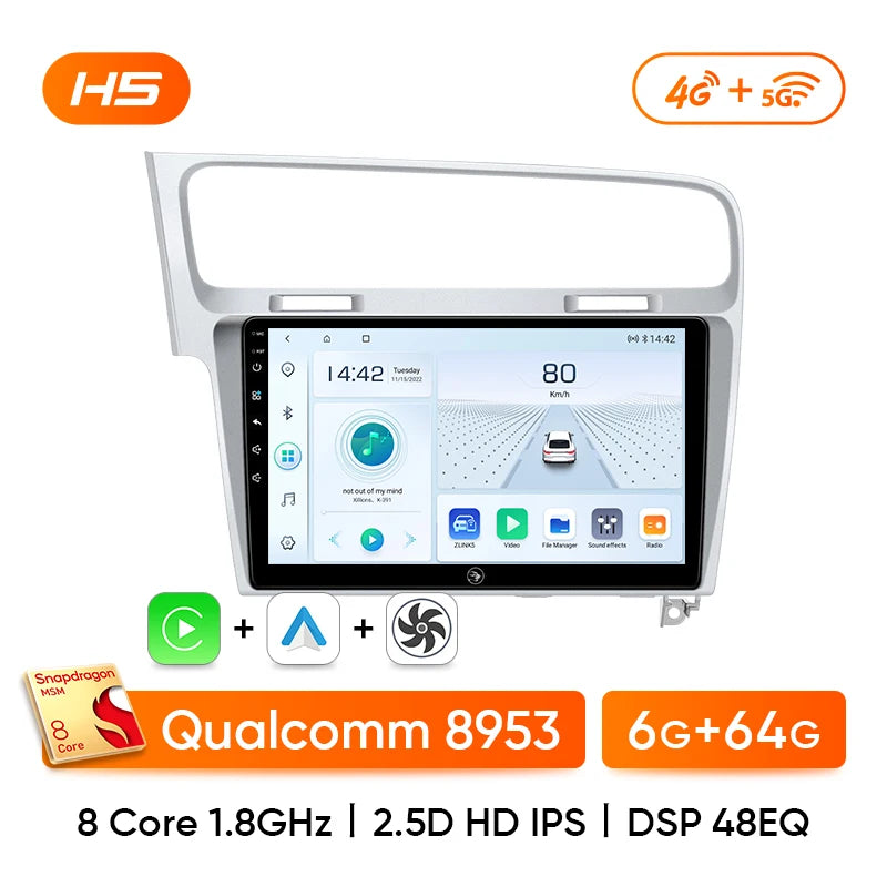 Ainavi autoradio pour Volkswagen VW Golf 7 MK7 GTI 2012 2013 -2020 sans fil Carplay Android Auto multimédia GPS 2 Din autoradio MyCarPlay